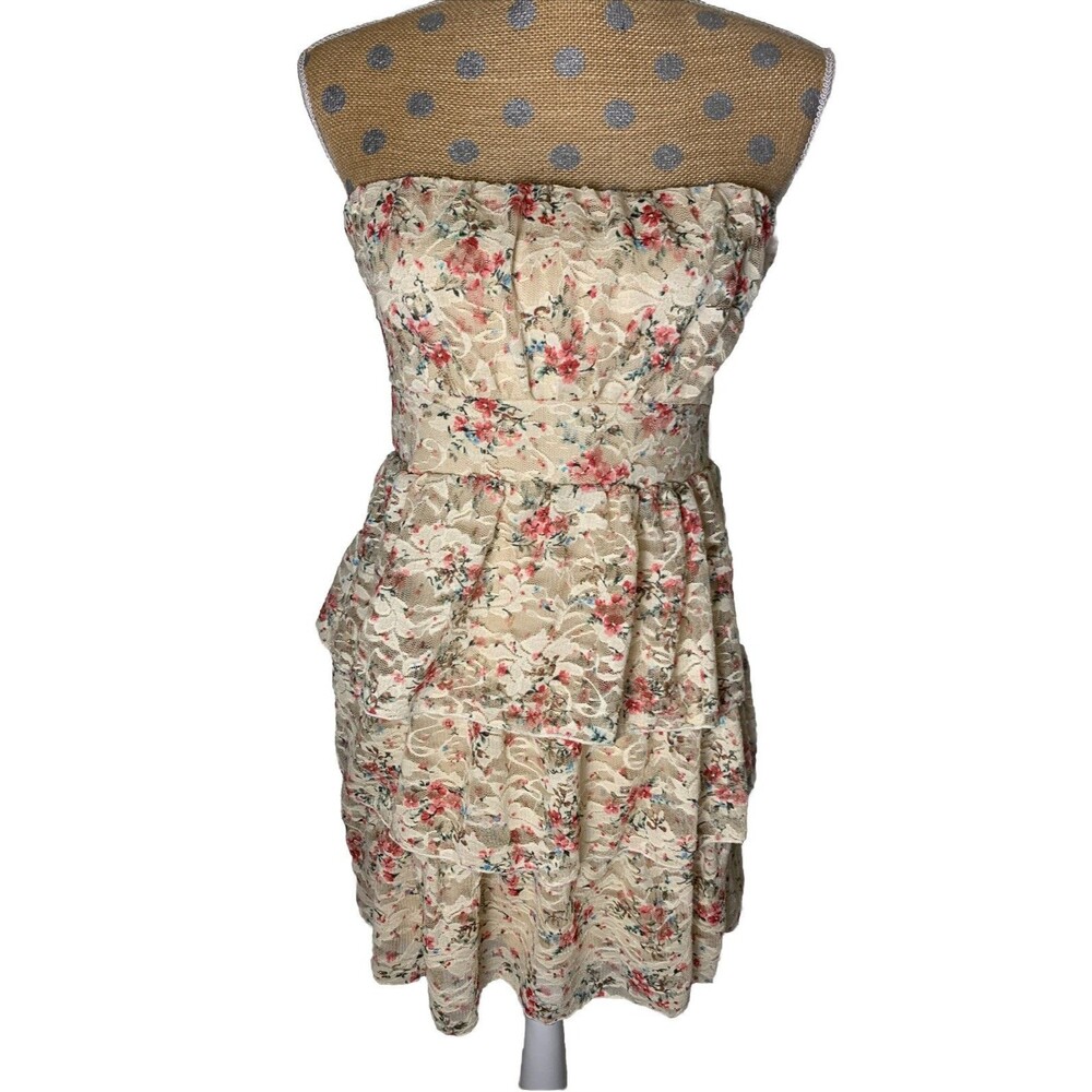 Vtg Deb Juniors Fairycore Lace Ruffle Coquette Top Dress Tier Flowy Small Y2K